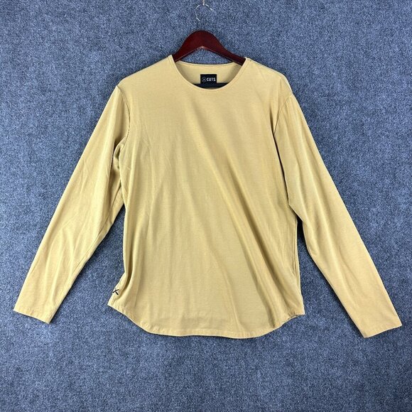 Cuts Active Top Womens Large Elongated Tee Pullover Long Sleeve Gold Stretch - Picture 1 of 8